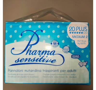 Fralda Incontinência PHARMA SENSITIVE Médio embalagem 20 uni