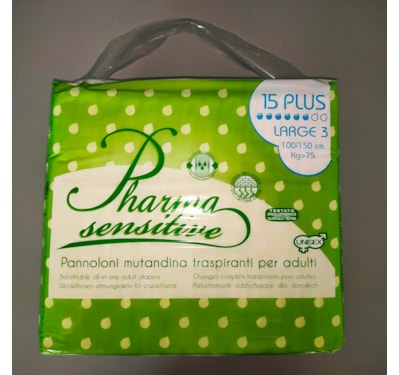 Fralda Incontinência PHARMA SENSITIVE Grande embalagem 15 uni