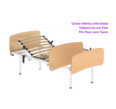 Cama elétrica articulada, Pés com Tacos, Cabeceiro em FAIA