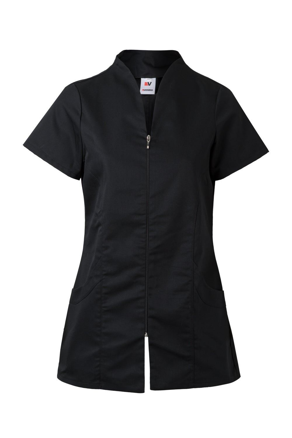 Túnica Cor PRETO com fecho de correr manga curta mulher