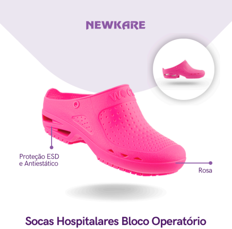 Socas Hospitalares Bloco Operatório - Cor Rosa - Bloc Open 04