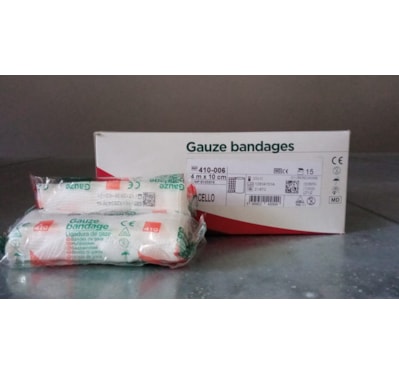 LIGADURAS DE GAZE, 4m x 10cm, Caixa15 unidades